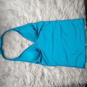 Gap Body Y2K Teal Shimmer Halter Swim Tankini NWT S
